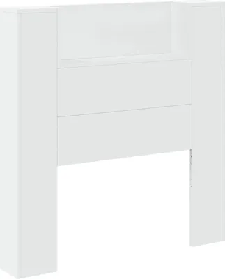 Image de Tête de lit de rangement avec LED Blanc Bois d'ingénierie