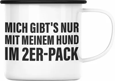 Produktbild von Trendation - Lustige Emaille Tasse für Hundeliebhaber Emaille Emaille Tasse mit Sprüchen für Frauen Kollegin Lustig (Schwarz)