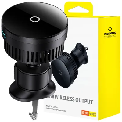 Produktbild von Baseus Magpro Series Autohalterung Mit 15W Induktivem Ladegerät Für Windschutzscheibengrill - Schwarz