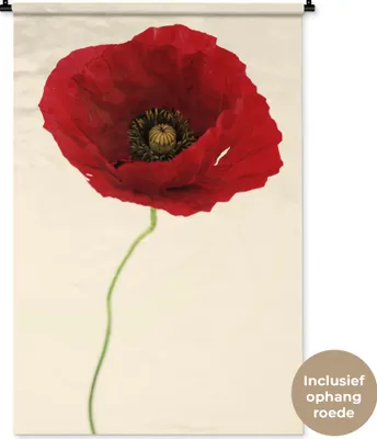 Produktbild von MuchoWow® Wandteppich Wandbehang Nahaufnahme einer roten Mohnblume 90x135 cm Tapisserie Dekoration Wandtuch - Baumwolle - Wandskulptur