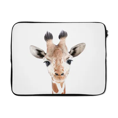 Produktbild von MuchoWow® Laptop Hülle 17 Zoll Laptoptasche Giraffe - Tiere - Natur - Porträt - Zipper - Schutzabdeckung