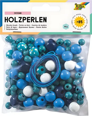Obrázok produktu pre Folia 22972, Súprava detských korálkov, Drevo, Tyrkysová