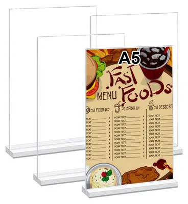 Image de 4 supports de table transparents en acrylique, format A5