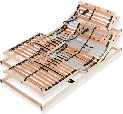 Produktbild von Lattenrost 200x200 cm elektrisch verstellbares Kopf & Fußteil fertig montiert 28 Latten 5 Zonen 150 kg Traglast Birkenschichtholz Germany