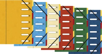 Produktbild von Exacompta 8x Ordnungsmappe HARMONIKA Gummizug Karton 7 Fächer A4 sortiert 5307E