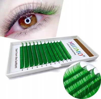 Image de Cils couleur 8-13mm, Curl D, 12 bandes, VERT