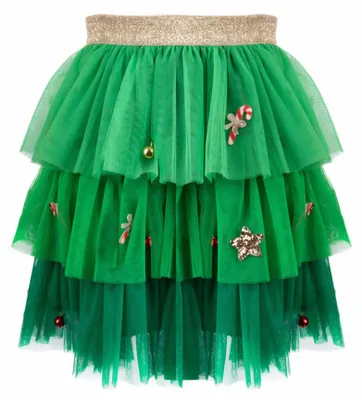 Produktbild von Great Pretenders Weihnachts-Tutu grün - festlicher Kinderrock 4-6 Jahre