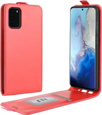 Produktbild von Flip Case Handyhülle für Samsung Galaxy S20 Ultra Vertikal Schutzhülle Tasche Cover Rot Bumper Smartphone Kartensteckplatz-Kreditkarte-Geldscheine EC-Karte Bank-Karte