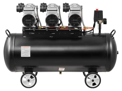Obrázok produktu pre Kompresor SucceBuy 3 kW, bezolejový kompresor s 100-litrovou nádržou, tichá prevádzka s výkonom 198 l/min pri 6,2 bar a max. 8 bar, prenosný kompresor s kolieskami a rukoväťou pre dielne a domácich majstrov