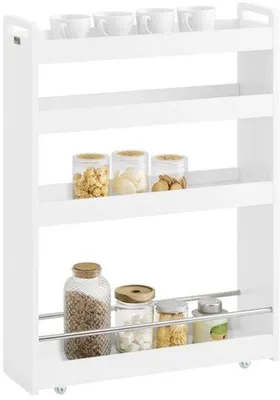 Immagine prodotto di Mobiletto per cucina e bagno - 4 ripiani - 18x82x60 cm - bianco - con ruote