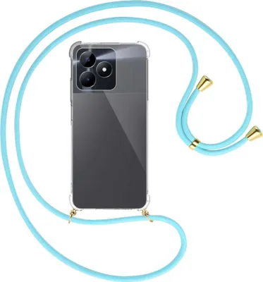 Produktbild von Handykette Backcover-Schutzhülle mit Band (Metall goldfarben) für Realme C51 (6.74'') - himmelblau