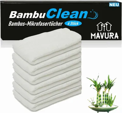 Immagine prodotto di BambuClean panni in bambù Panni in microfibra di bambù Premium Panno in microfibra (95% cristallo panni multiuso Panni per la pulizia [6x]