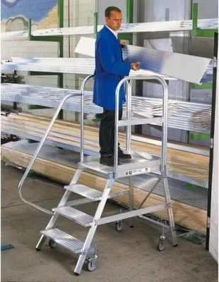 Produktbild von Guenzburger Steigtechnik MUNK 50108 Aluminium Podestleiter Arbeitshöhe