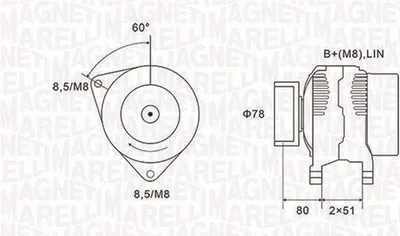 Produktbild von MAGNETI MARELLI 063731919010 Lichtmaschine Generator LiMa 150A 12V für FORD MONDEO IV Turnier (BA7) S-MAX (WA6) GALAXY (WA6) MONDEO IV (BA7)