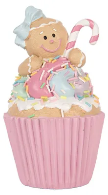 Productafbeelding van Clayre & Eef Decoratiefiguur Cupcake, diameter 9 cm, hoogte 16 cm, roze, kunststof