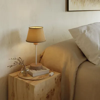 Produktbild von Tischlampe aus Holz mit Empire-Lampenschirm - Alzaluce Wood