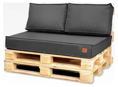 Produktbild von Set von Palettenkissen für Palettenmöbel 120 x 80, wasserdicht, Palettensofa für den Außenbereich in Dunkelgrau (Sitzkissen + 2 Rückenkissen)