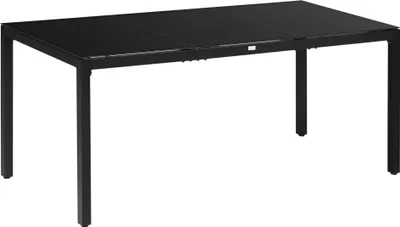 Image de Outsunny Table de jardin rectangulaire table de salle š€ manger extšŠrieur pour 8 personnes avec plateau en verre trempšŠ et cadre en aluminium 180 x 80 x 72 cm noir