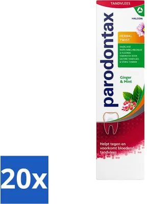 Immagine prodotto di Parodontax - Dentifricio - Herbal Twist - Zenzero e menta - 75 ml - Confezione risparmio - 20 pezzi