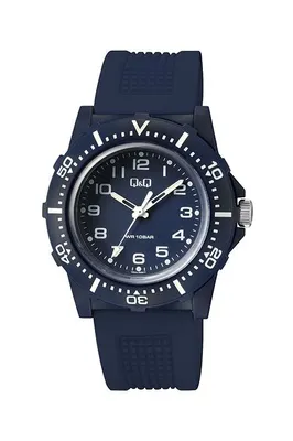 Produktbild von Q&Q Herrenuhr Blau Analog Silikon 10ATM Quarz