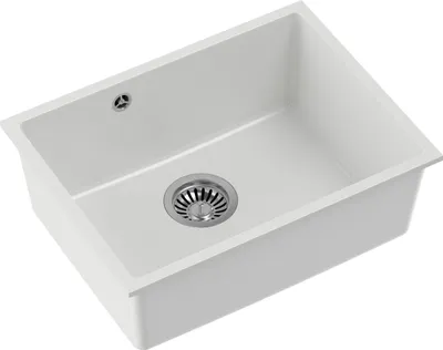 Produktbild von QUADRON Spülbecken 1-Becken Spüle | Größe: 40 x 53,5 x 20,5 cm | ALEC 50 | Küchenspüle Granitspüle aus GraniteQ mit Siphon | Weiß & Stahl