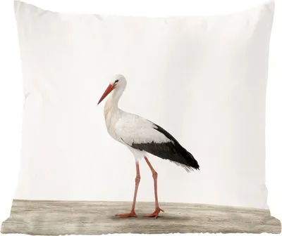 Produktbild von MuchoWow® Zierkissen Sofakissen Wohnzimmer Dekokissen 45x45 cm Tiere - Storch - Weiß - Schlafpolster - Polster für das Sofa