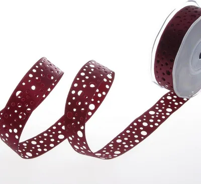 Produktbild von Satinlochband bordeaux - 25 mm Breite auf 20 m Rolle - 52020 22