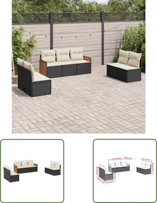 Produktbild von The Living Store 7-tlg. Garten-Sofagarnitur mit Kissen Schwarz Poly Rattan