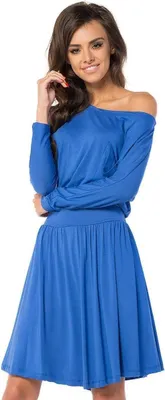 Immagine prodotto di Abito da donna mini abito classico a maniche lunghe; blu S/M 36/38