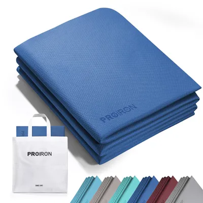 Produktbild von PROIRON Yogamatte Faltbar TPE, Reise Yogamatte rutschfest & leicht 183cm x 61cm x 7mm, Gymnastikmatte mit Tasche für Fitness Pilates - Blau