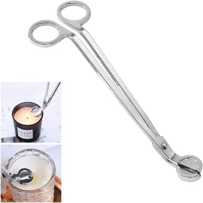 Imagen del producto de Soporte para velas, acero inoxidable, cortador de mechas, perfecto para la mayoría de los recipientes de velas