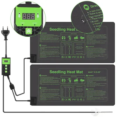 Produktbild von Vigevee 2er Set Heizmatten für Pflanzen 55×27 cm, 55W mit Thermostat, 5–45 °C