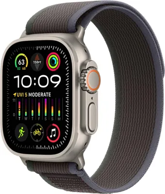 Produktbild von Apple MT623ZM/A Intelligentes tragbares Accessoire Band Schwarz, Blau Nylon, Recyceltes Polyester, Elasthan, Titan