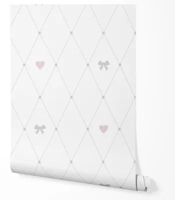 Produktbild von Vliestapete Kinder Herzen Schleifen Muster Grau Rosa Skandinavisch Stil Zartes Design Wandtapete Babyzimmer Mädchen Schlafzimmer UV-beständige Tapete 10m x 0.5m