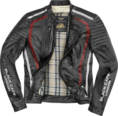 Produktbild von Black-Cafe London Seoul Motorrad Lederjacke, schwarz/weiß/rot, 52