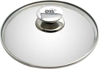 Image de Couvercle en verre de 32 cm avec bouton en acier inoxydable - Accessoires de cuisine