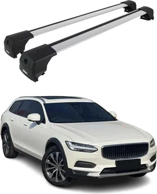 Image de Barres de toit transversales pour Volvo V90 2017-2024 Aluminium Gris ABE