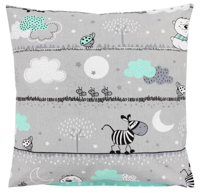 Produktbild von TupTam Kinder Kissenbezug Kissenhülle Dekorativ Gemustert, Farbe: Bärchen Mint, Größe: 40 x 80 cm