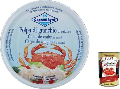 Produktbild von 3x Captain Byrd Polpa di Granchio, natürliches Krabbenfleisch 200g + Italian Gourmet polpa 400g
