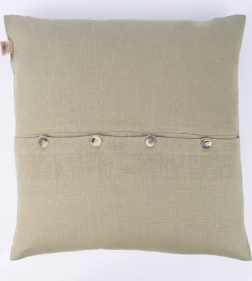 Produktbild von Kissenhülle Erik mit Knopfleiste aus 100 % Leinen 47x47cm salbeigrün