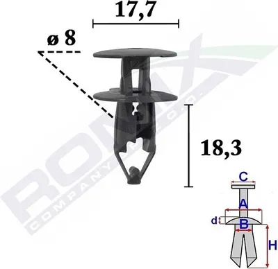 Produktbild von 10x ROMIX C70570 Clip Kofferraumdeckel