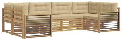 Produktbild von vidaXL Outdoor-Sofagarnitur mit Kissen 6 pcs Weiß und Beige