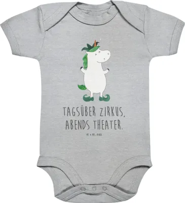 Produktbild von Mr. & Mrs. Panda Strampler Einhorn Joker 12. - 18. Monat - Heather Grey - Geschenk, Kasper, Unicorn, Einhörner, Mittelalter, Hofnarr, overall baby, Babystrampler