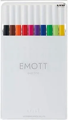 Produktbild von Uni-Ball EMOTT , 10 Stück(e), Schwarz, Blau, Braun, Fuchsie, Grün, Hellgrün, Orange, Pink, Rot, Gelb, Gemischte Farben, Tinte auf Wasserbasis