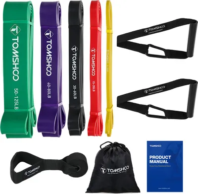 Produktbild von TOMSHOO Fitnessbänder, Workout-Widerstandsbänder, 5er-Pack, Klimmzug-Hilfsbänder, Gewichtheber-Stretchbänder