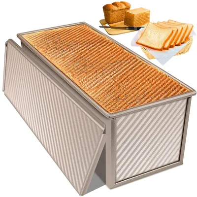 Produktbild von Brotbackform mit Deckel,1000g Toastbrotform aus Stahl, Antihaft Kastenform, 35×13,2×12,2 cm skuchenform mit Belüftungslöchern