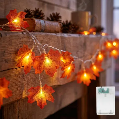 Esdoornblad-Lichtslinger 3m, 20 warmweiße LED, Timer