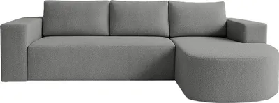 Produktbild von FEDVE Ecksofa Tolga aus Bouclé-Stoff mit Schlaffunktion, Grau
