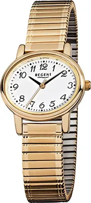 Produktbild von Regent Stahl Damen Uhr F-892 Quarzuhr Armband gold D2URF892