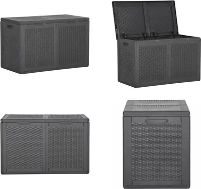 Immagine prodotto di vidaXL Scatola portaoggetti da giardino 180 L nero PP Rattan - Scatola portaoggetti da giardino - Scatola portaoggetti - Scatole portaoggetti